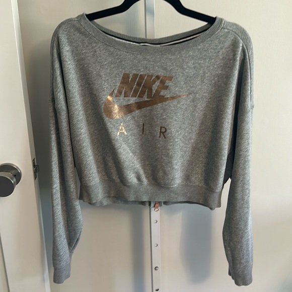 Nike Tops - Nike Rose Gold and Gray Cropped Back Zip Sweatshirt, Sz Small